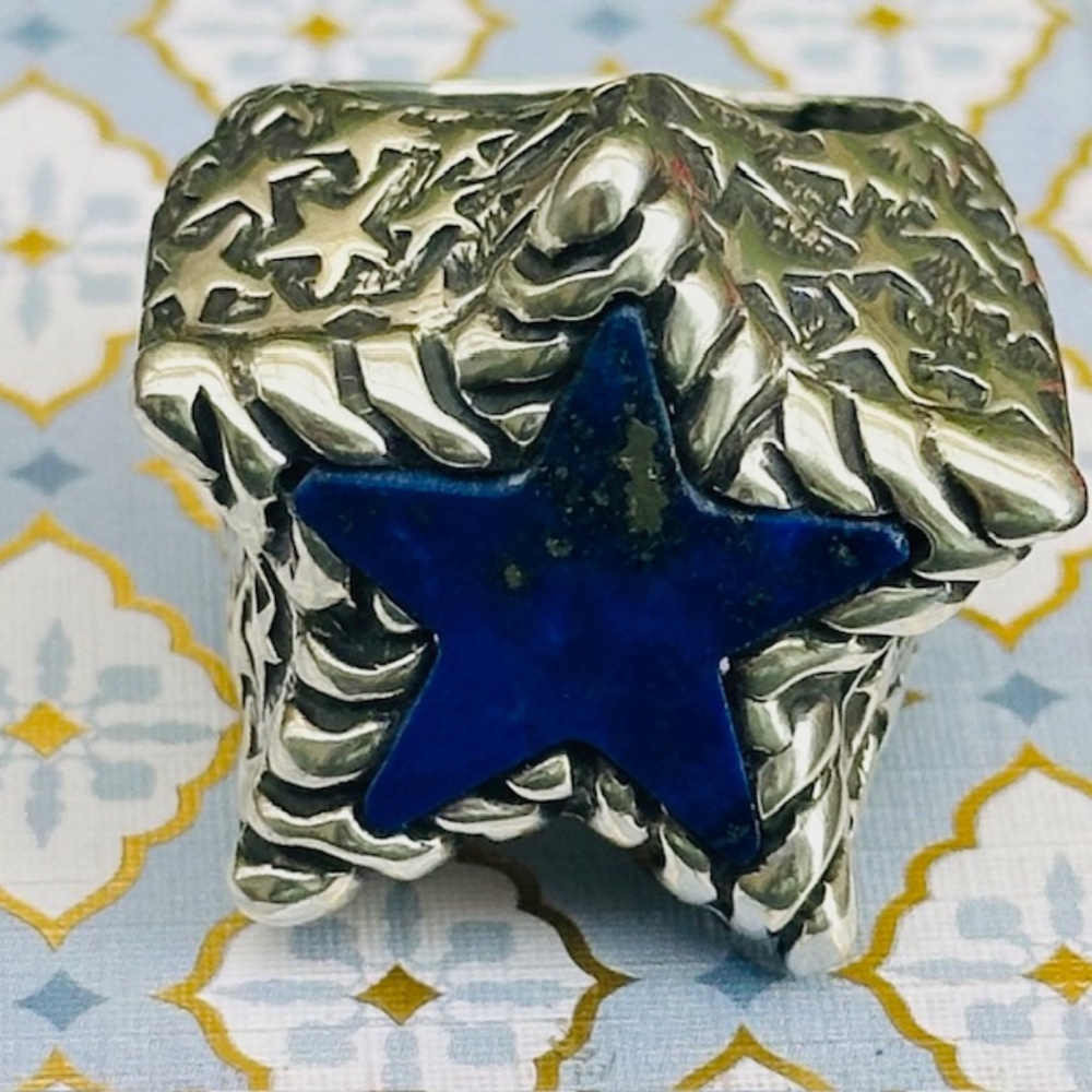 DIAN MALOUF DLM LAPIS & STERLING SILVER STAR RING CALLING ALL DALLAS COWBOY FANS